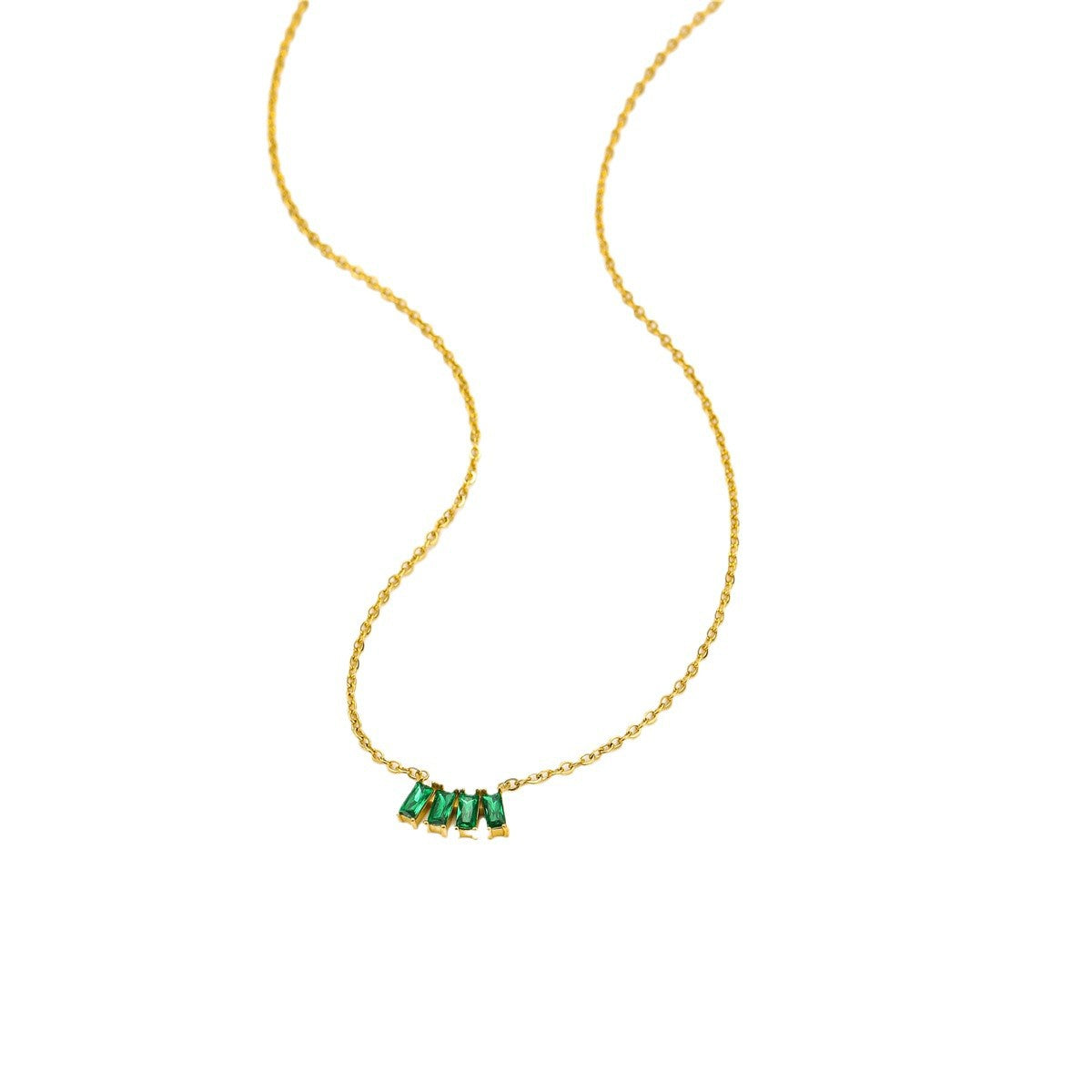 Collana con Ciondolo Geometrico Minimalista in Acciaio Inossidabile con Intarsio in Zirconi per Donna, Catena Clavicola Lusso Placcata