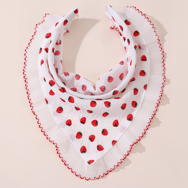 Diadema de tela con diseño de fresa, encaje y forma de fresa para niñas de 6 a 10 años