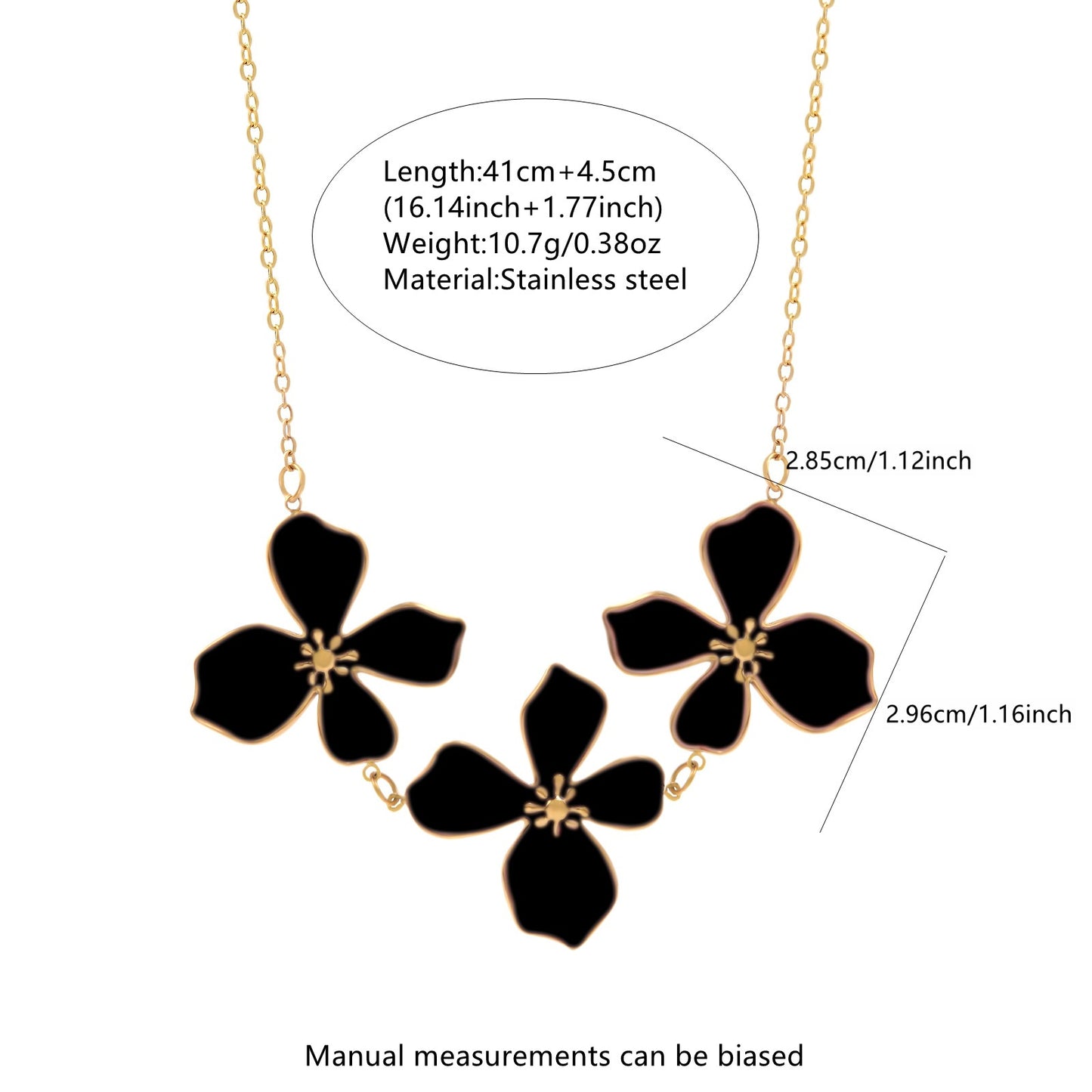 Elegant Stainless Steel Drip Oil Floral Necklace and Earring Set for Women