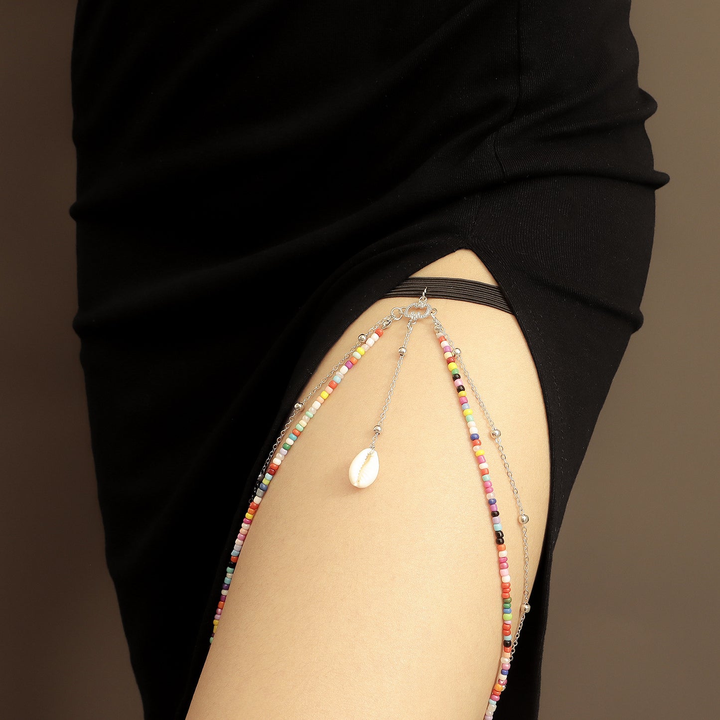 Geometric Style Alloy Anklet with Colorful Seed Beads and Pearl Accents for Women Bohemian Beach Body Chain