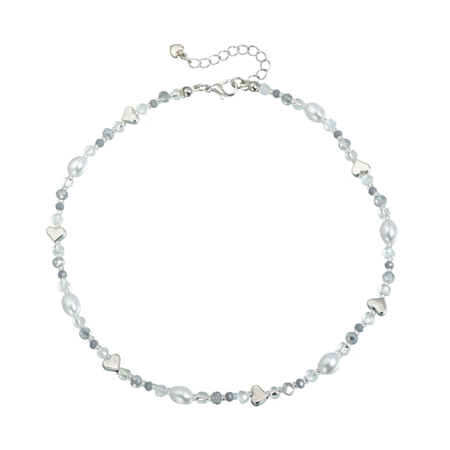 Casual Geometric Heart Alloy Plated Beaded Necklace for Women
