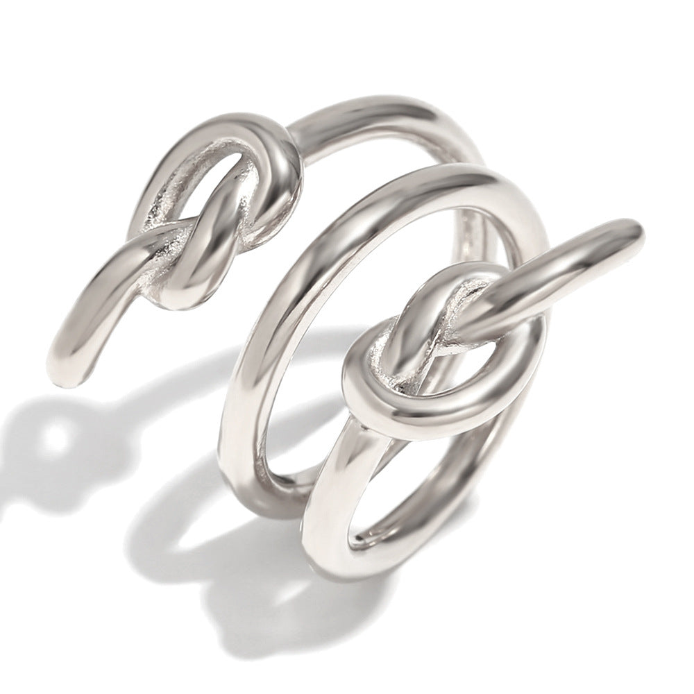 Anello a forma di testa di serpente in acciaio inossidabile placcato oro 18K da donna, design geometrico creativo