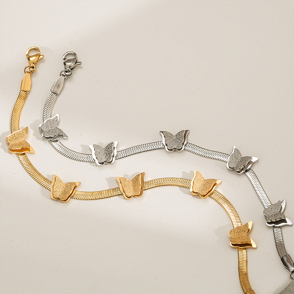 Cute Butterfly-Shaped Stainless Steel Plated Bracelet for Women with Insect-Inspired Design and Sweet Fresh Style
