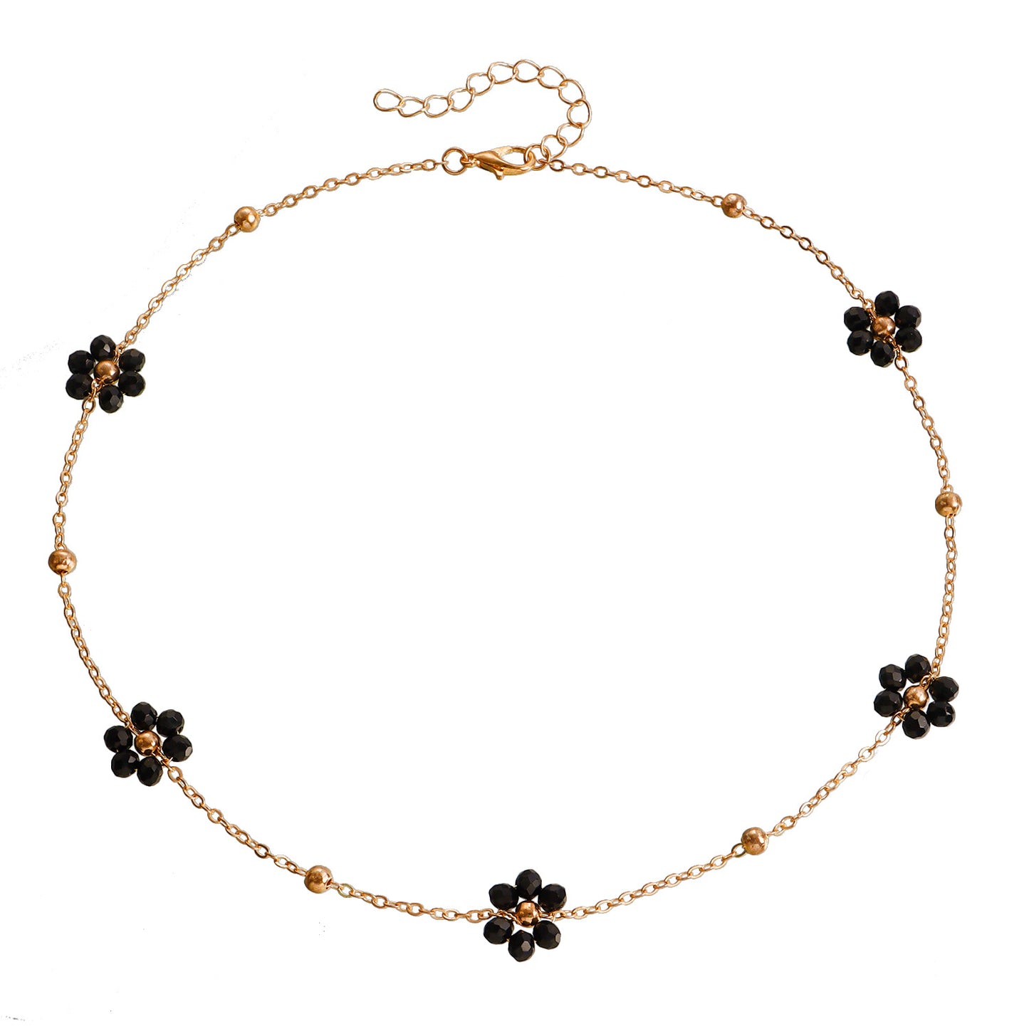 Bohemian Floral Crystal Beaded Necklace for Women with Daisy Design Alloy Pendant and Plated Finish