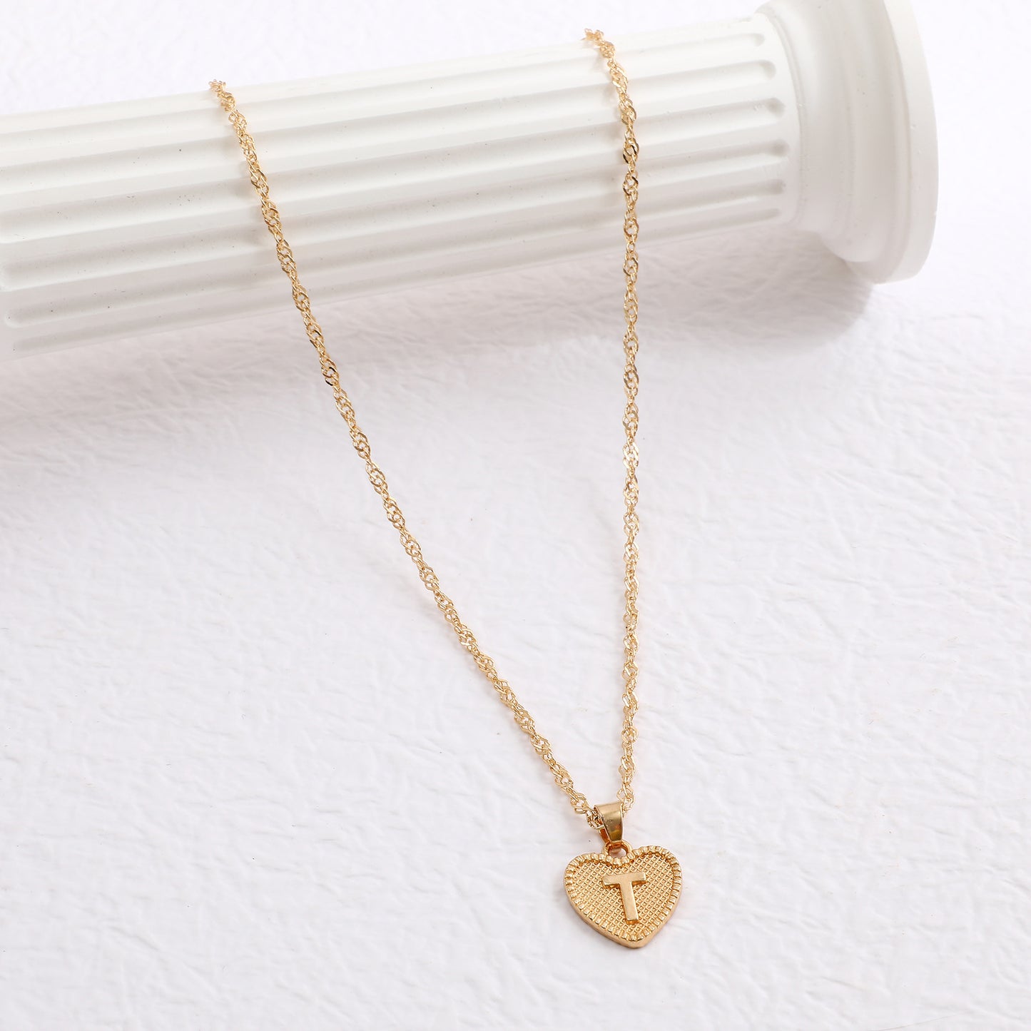Minimalist Heart Letter Zinc Alloy Plated Necklace Singapore Chain Women