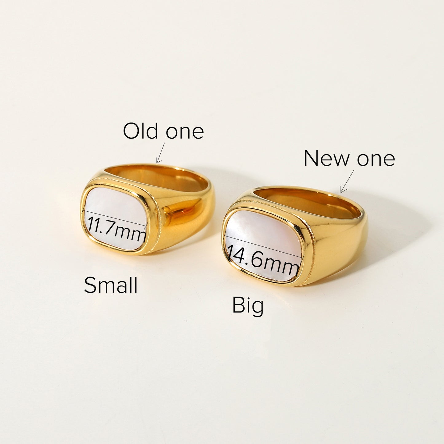 Minimalist Rectangular White Wedding Ring in Stainless Steel with 18K Gold Vacuum Plating for Women