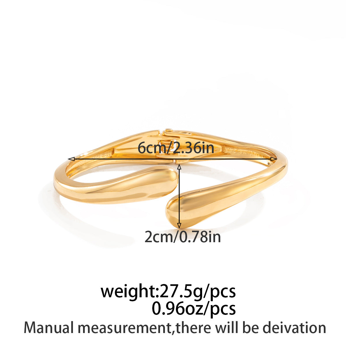Minimalist Plated Alloy Teardrop Oval Spring Cuff Bracelet Set