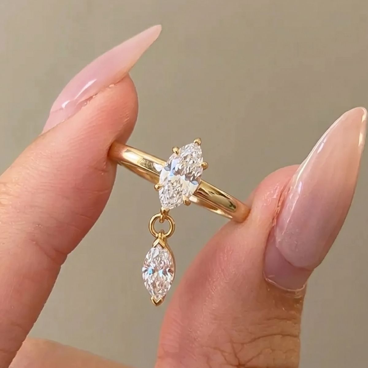 Luxury Minimalist Geometric Stainless Steel Ring with Cubic Zirconia PVD Plating for Women