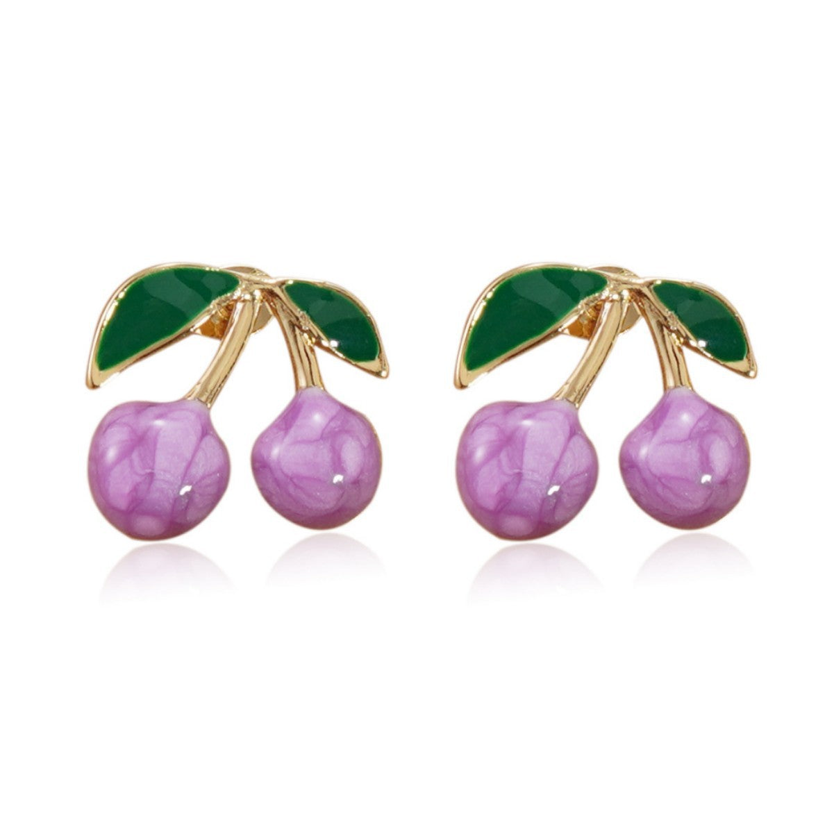 Sweet Drip Oil Stainless Steel Cherry Earrings for Women