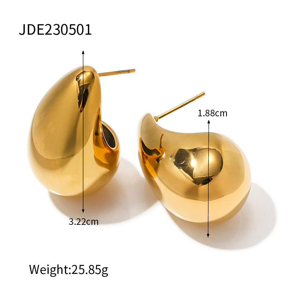 18K Gold Plated Teardrop Titanium Steel Earrings for Women