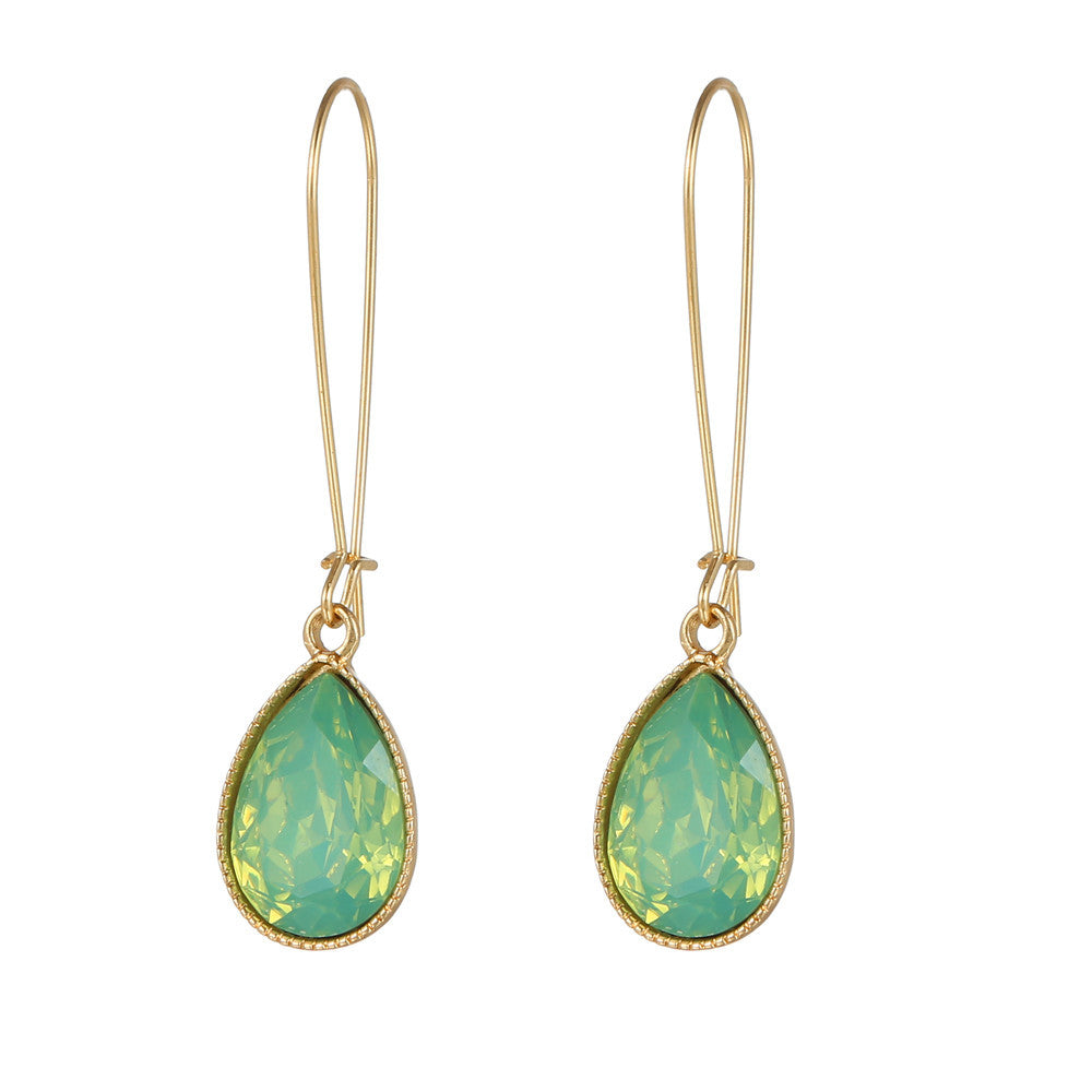 Minimalist Geometric Teardrop Earrings in Alloy with Rhinestone Inlay for Women
