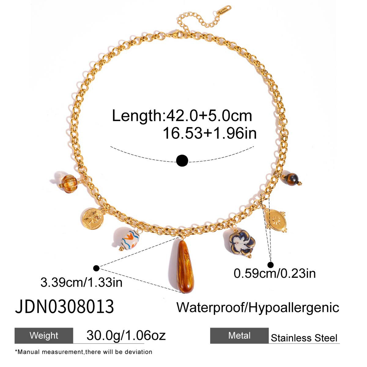 Collar de suéter de resina geométrica minimalista para mujer, cadena de acero inoxidable con colgante de acero de titanio, electrochapado para otoño invierno