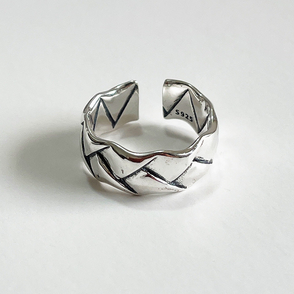Vintage 925 Sterling Silver Heart Inlay Ring for Women