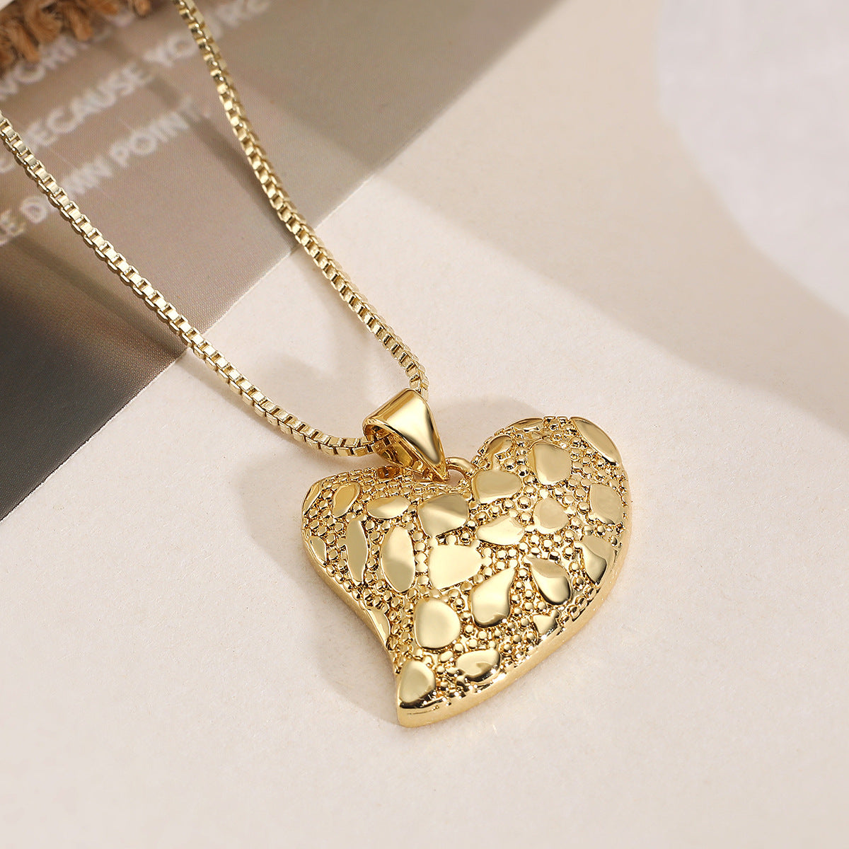 Minimalist 18K Gold Plated Brass Heart Butterfly Geometric Pendant Necklace for Women