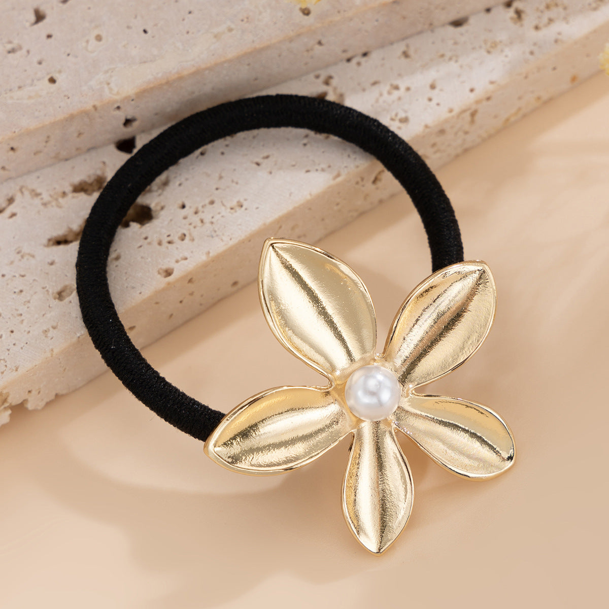 Fashion Polished Alloy Flower Butterfly Imitation Pearl Hair Tie