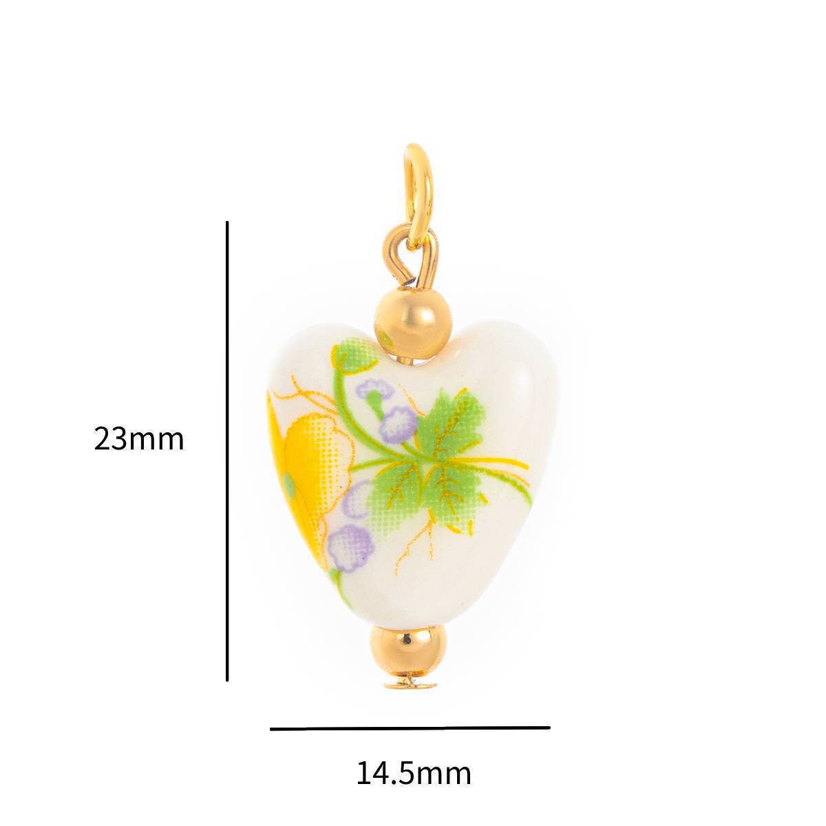 Sweet Floral Rectangle Heart Plated Stainless Steel Charm Bar Pendant for Women