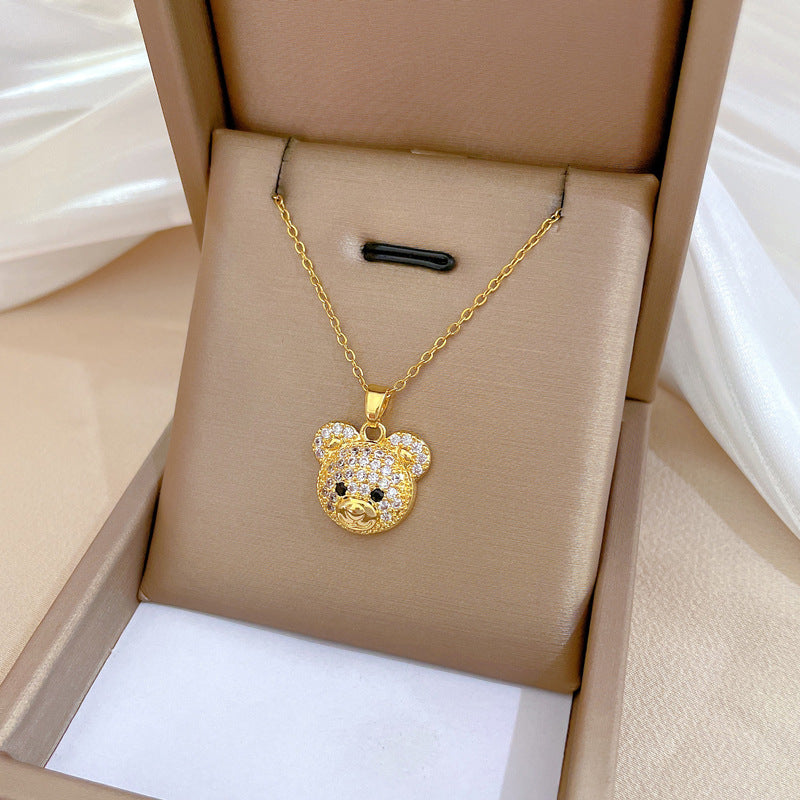 Geometric Minimalist Titanium Steel Necklace with Copper Pendant Plated in Real Gold Irregular Chain