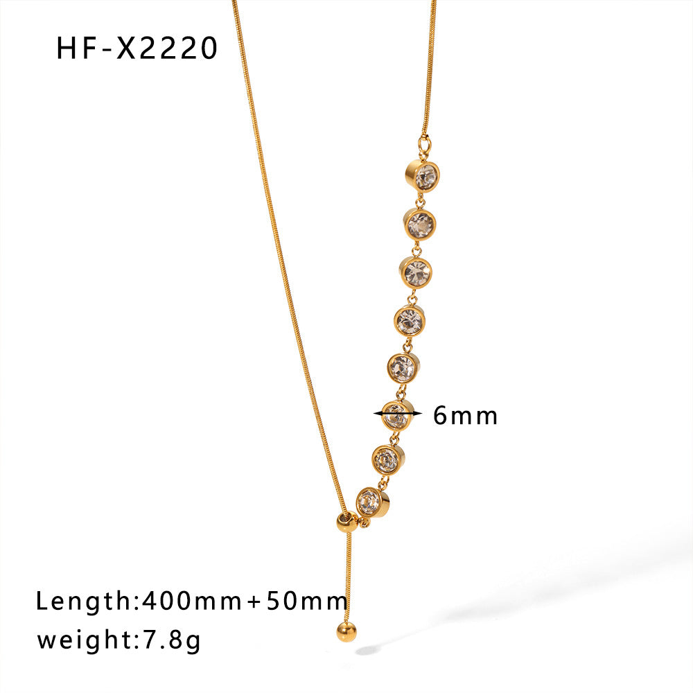 Minimalist Cat Eye Stone Zircon Pearl Smiley Face Necklace for Women in Titanium Steel with Plating Finish