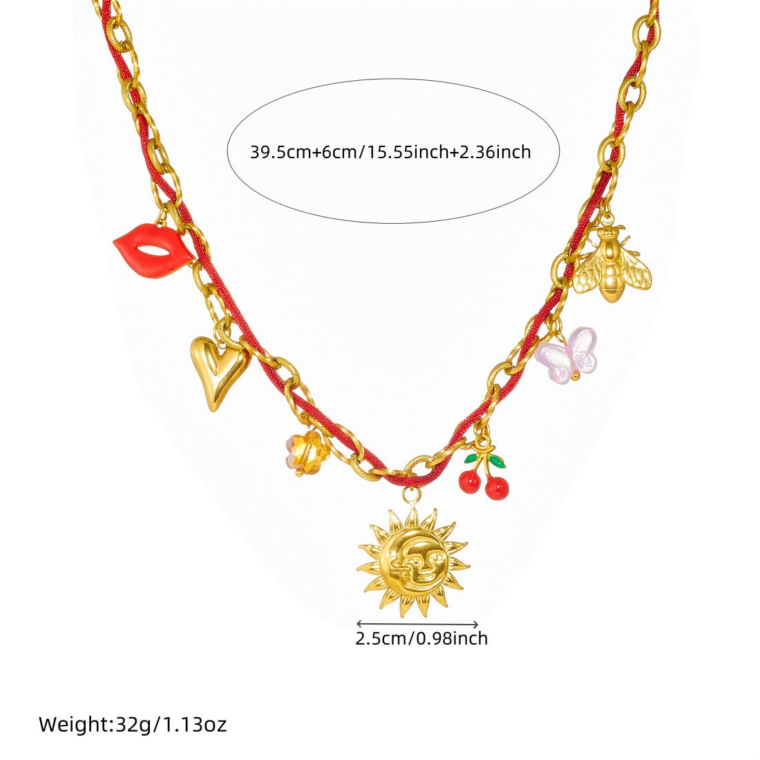 Sweet Gold Plated Heart Stainless Steel Necklace for Women
