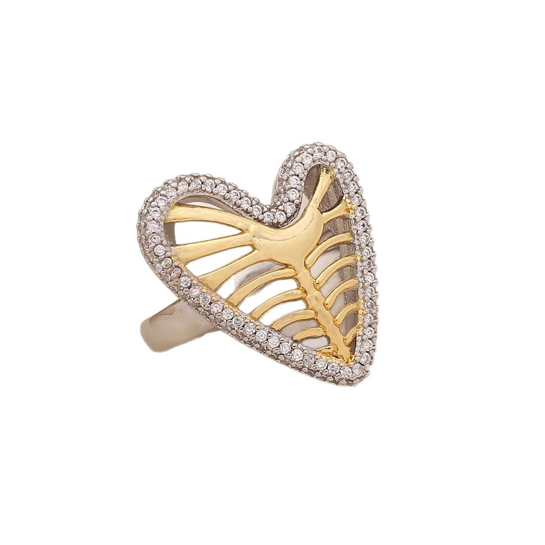 Anello da donna personalizzato in rame a forma di cuore cavo placcato oro