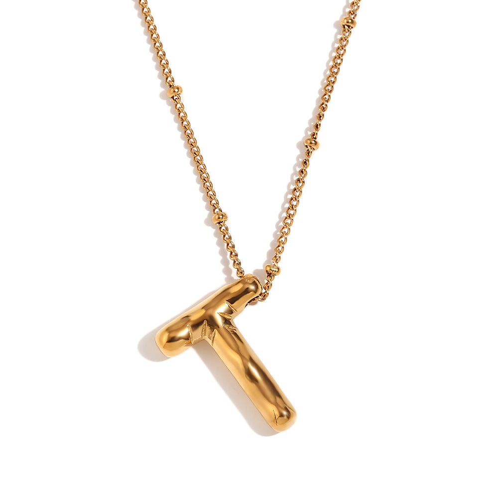 Fashionable Letter-Shaped Stainless Steel Pendant Necklace with 18K Gold Plating for Women