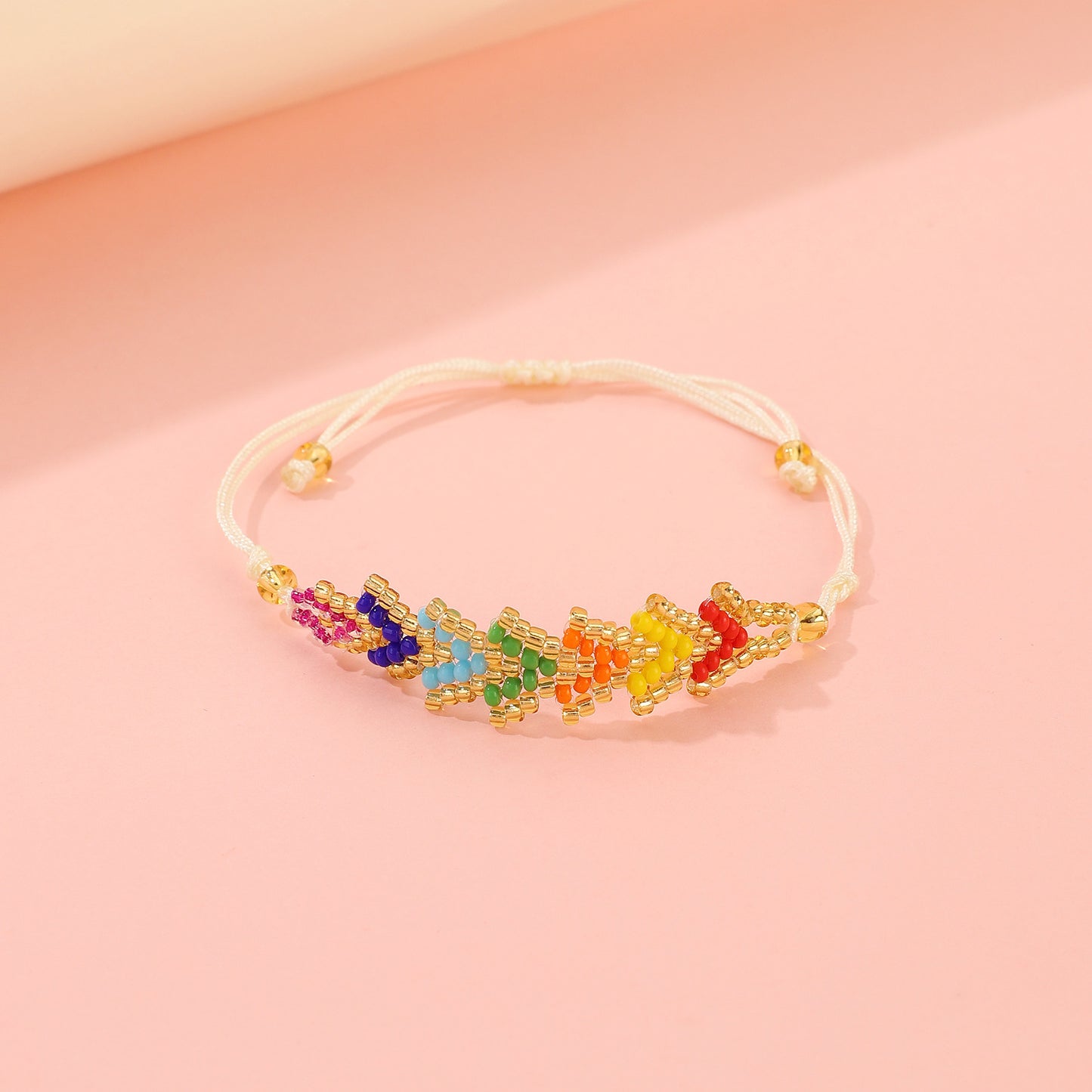 Bracciale Artigianale Bohemien Minimalista con Perline di Vetro a Forma di Freccia Geometrica