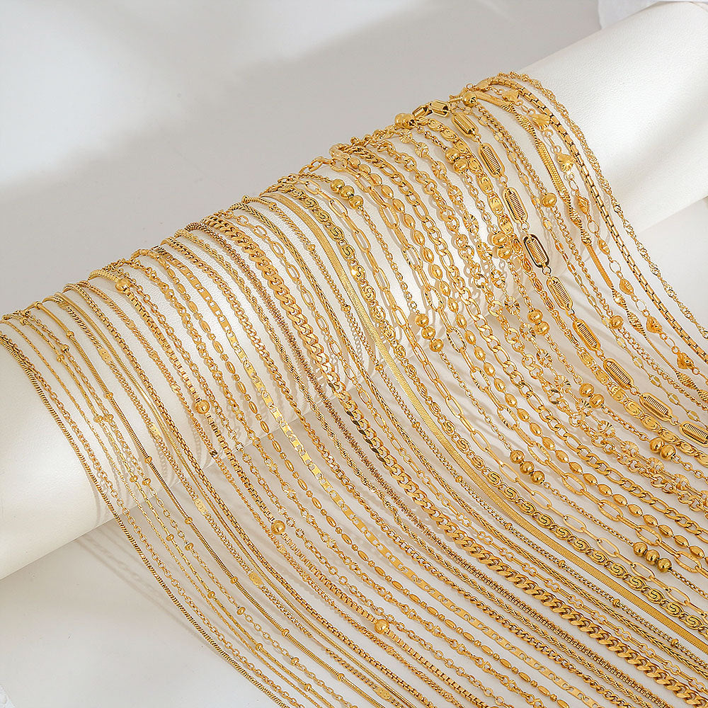 Collana con Ciondoli Geometrici Minimalisti in Acciaio al Titanio Placcato con Nappe, Charm Fai da Te per Donne