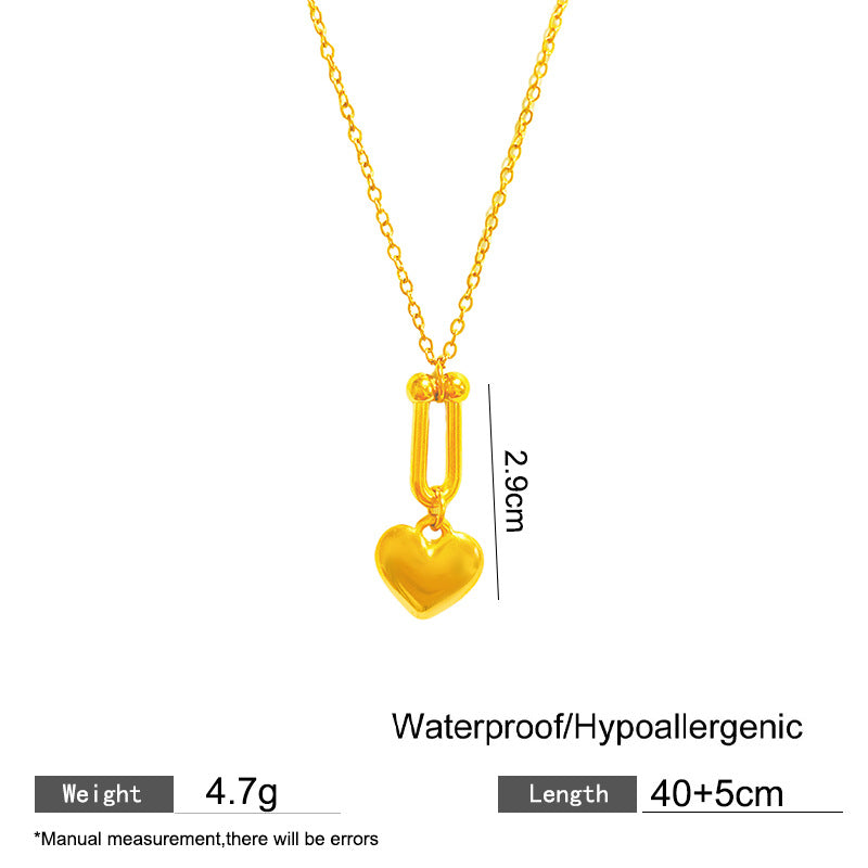 Sweet Sporty Heart Floral Plated Titanium Steel Necklace with Brass Pendant for Women
