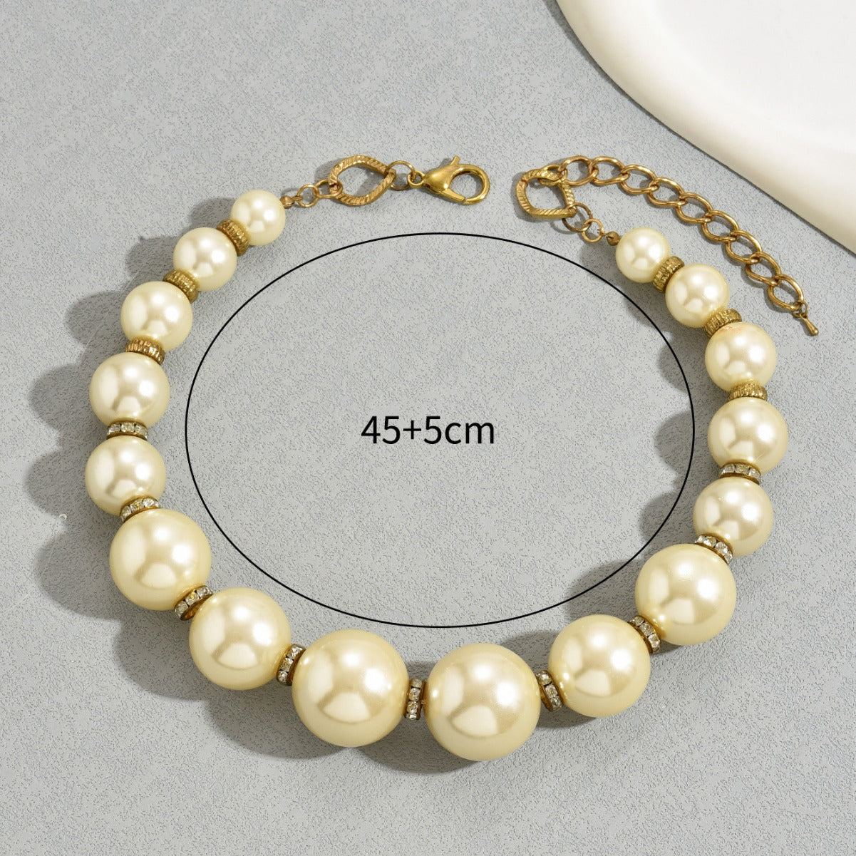Collar de circonitas con perlas y diseño geométrico minimalista para mujer, con cadena ajustable