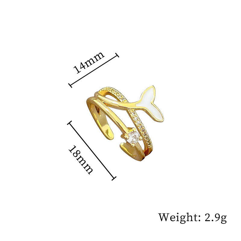 Minimalist Sweet Geometric Round Brass Plated Rhinestone Ring for Women and Men