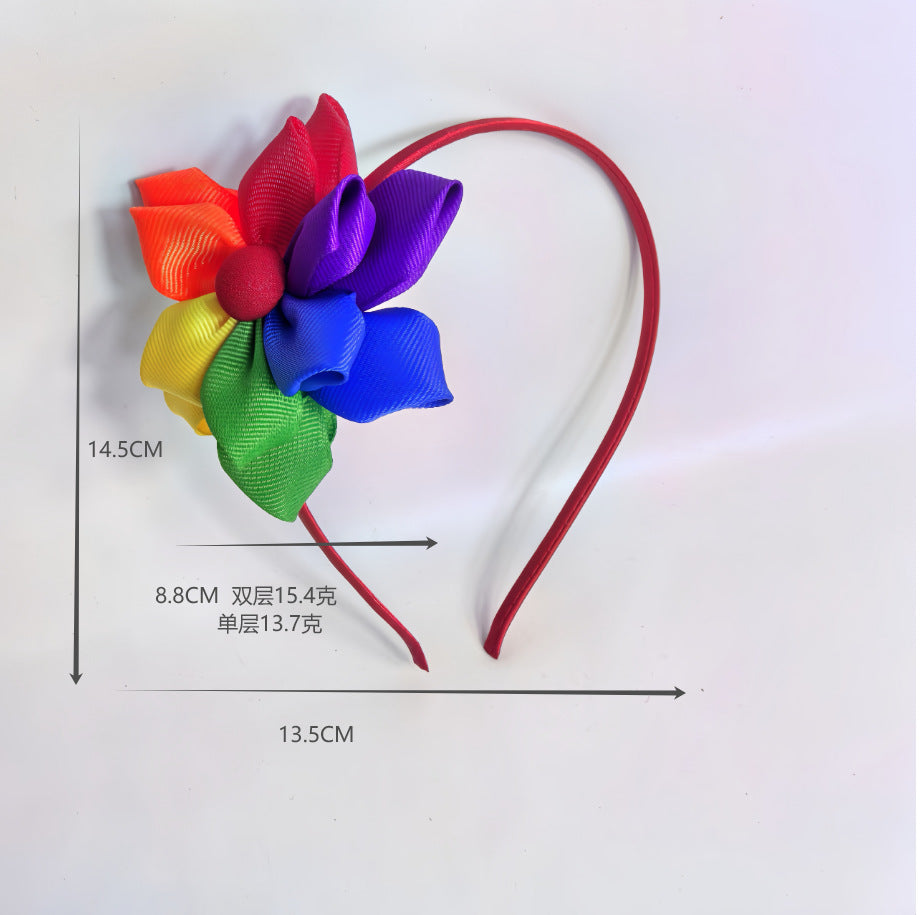 Sweet Floral Rainbow Woven Headband Unisex Hair Accessory for Party Festival