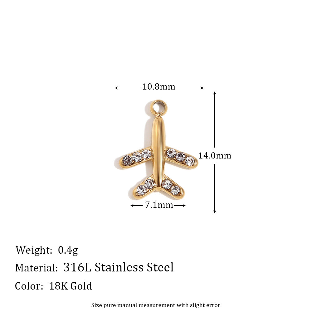 Minimalist Geometric Heart Pendant for Women Stainless Steel with 18K Gold Plating and Micro-Pave Colored Rhinestones