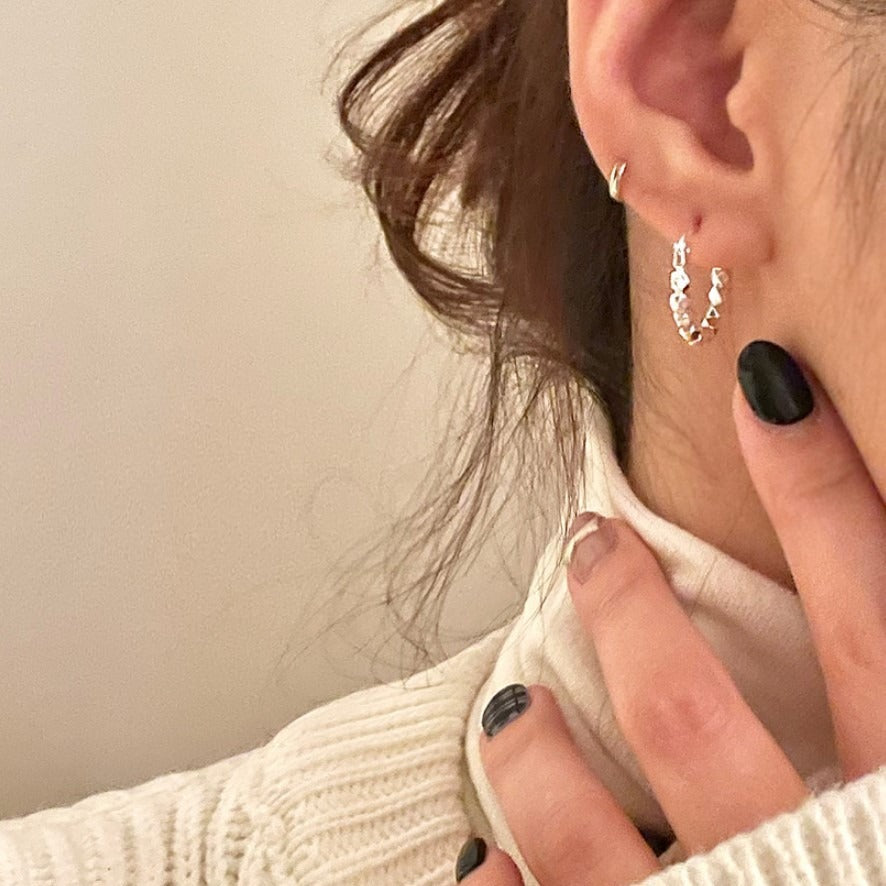 Minimalist Star-Shaped S925 Sterling Silver Hoop Earrings with Dot and Geometric Accents