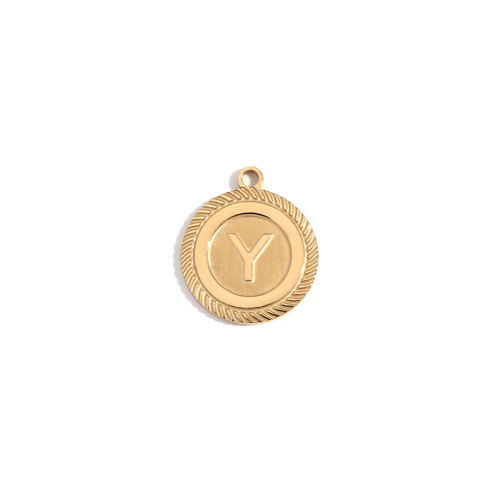 Vintage Fashion Minimalist Stainless Steel Plated 18K Gold Letter Pendant Necklace for Women