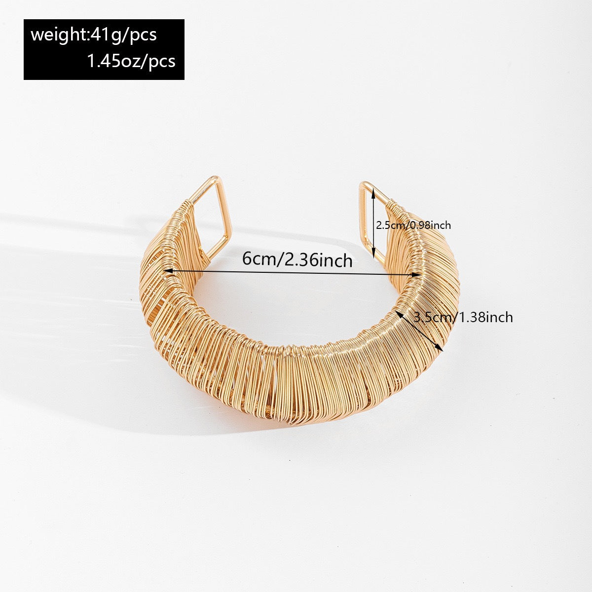 Exaggerated Brushed Plated Alloy C-Shape Bracelet