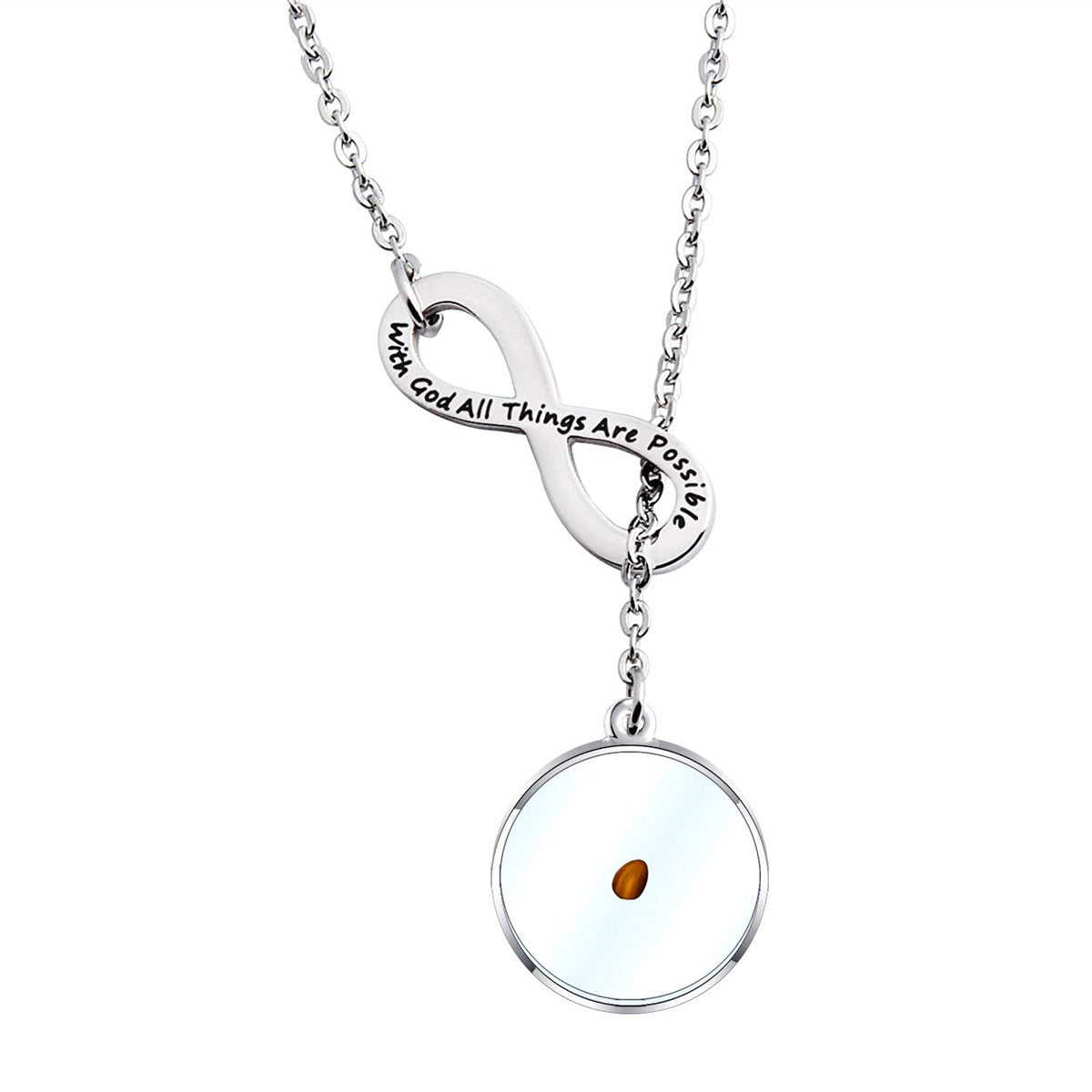 Collana con Pendente Simbolo dell'Infinito Personalizzata in Acciaio Inossidabile con Versetto Biblico Inciso e Motivo Religioso per Gioielli da Battesimo Unisex