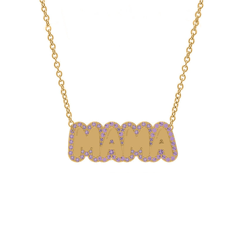Fashionable Letter-Shaped Titanium Steel Necklace with Colorful Zircon Inlay for Women, Hypoallergenic and Tarnish-Resistant