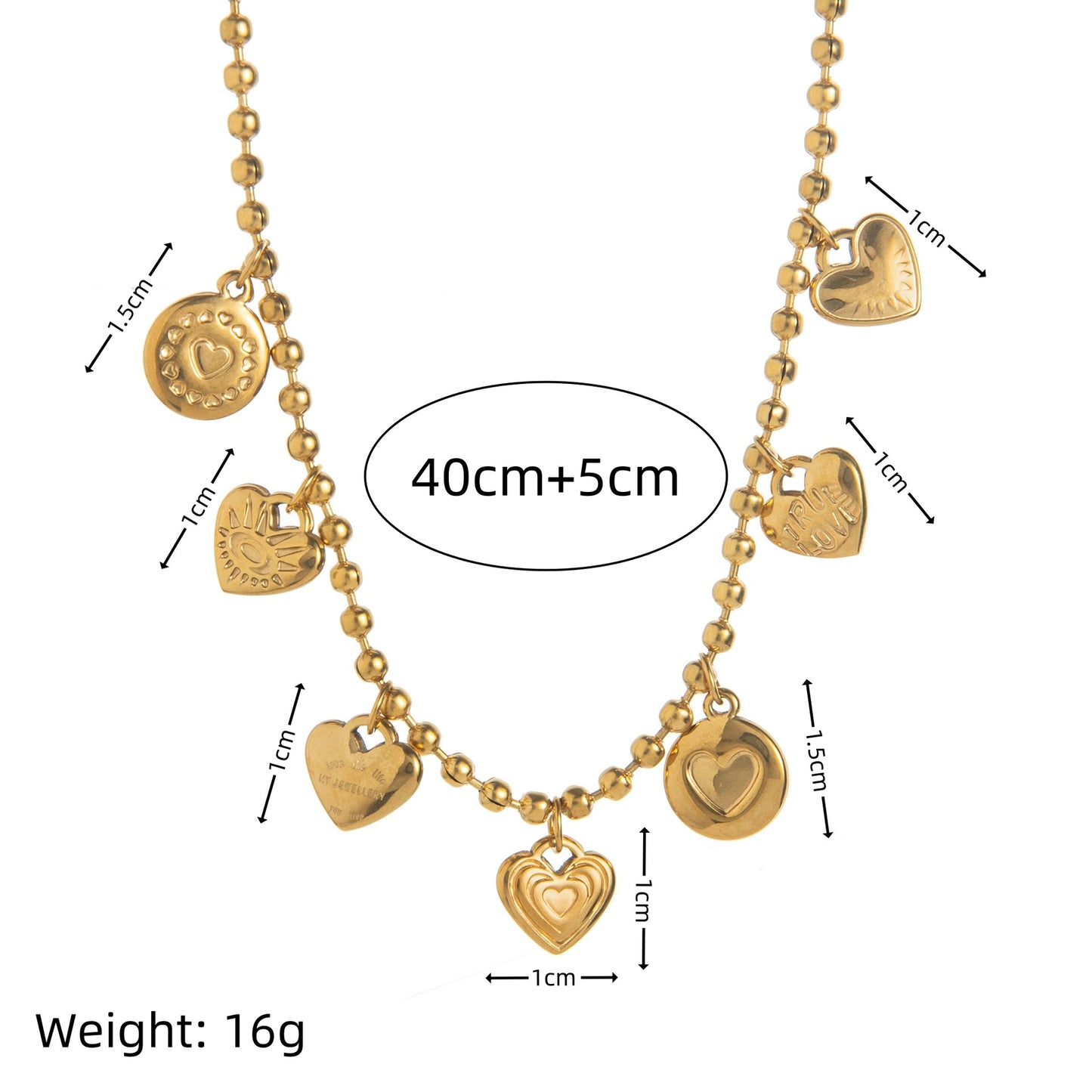Minimalist Geometric Heart Stainless Steel PVD 18K Gold Plated DIY Charm Bar Necklace