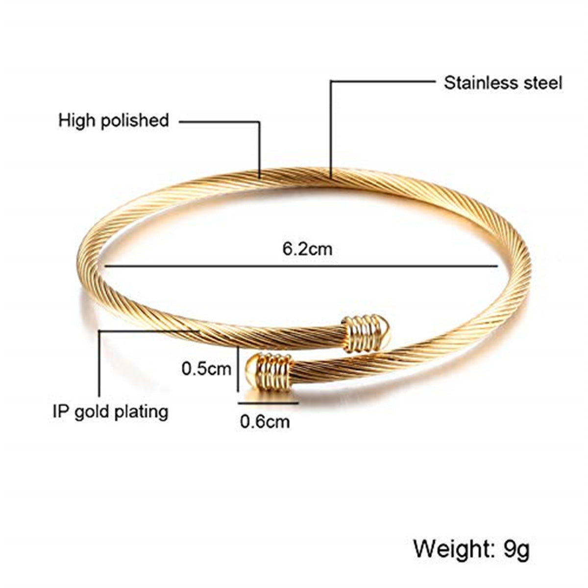 Minimalist Stainless Steel Wire Open Cuff Bracelet with Polished Finish Adjustable for Women