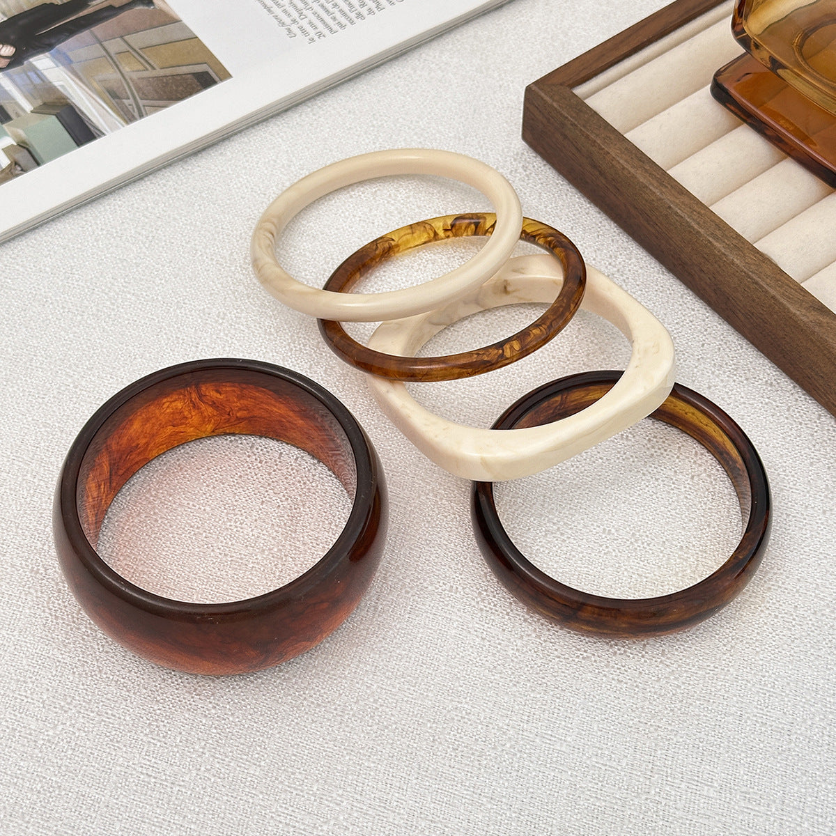 Elegant Geometric Gradient Resin Acrylic Wide Cuff Bracelet