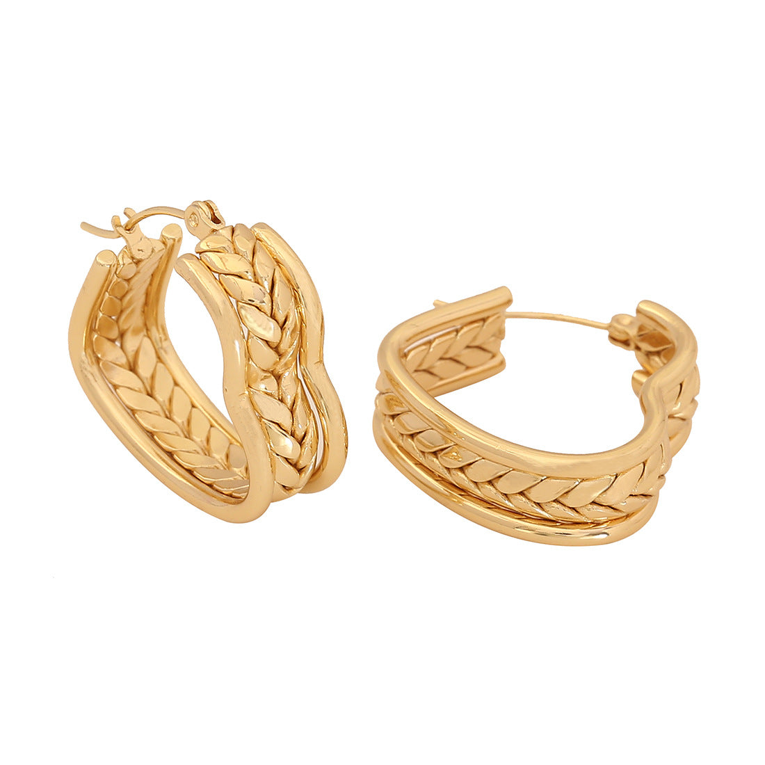 Minimalist Heart-Shaped Geometric Stainless Steel Hoop Earrings with Plated Finish