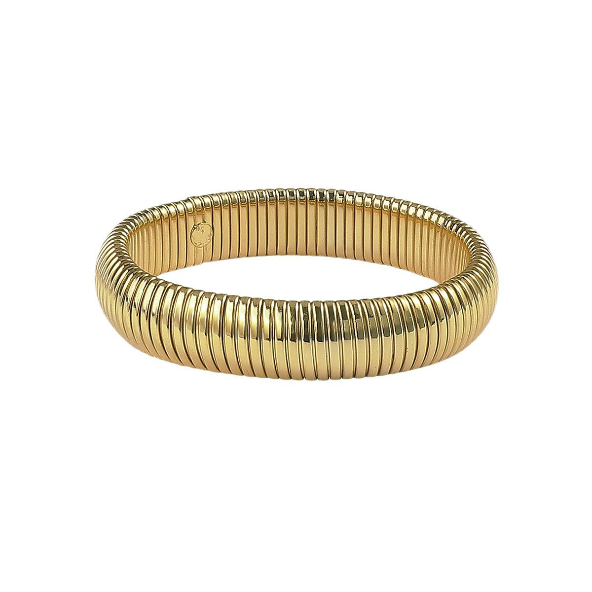 Bracciale rigido geometrico irregolare dolce e grintoso con base in lega galvanizzata, catena a serpente intarsiata di perle, design con apertura elastica