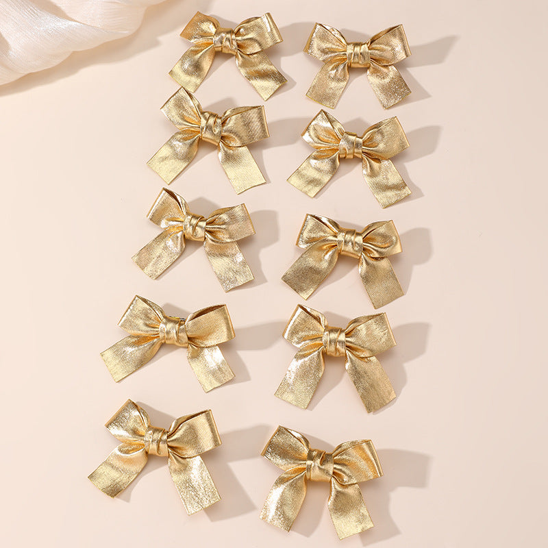 Natural Style Bow-Shaped Hair Clip Set for Girls with Polyester Material and Ruffled Mesh Detail