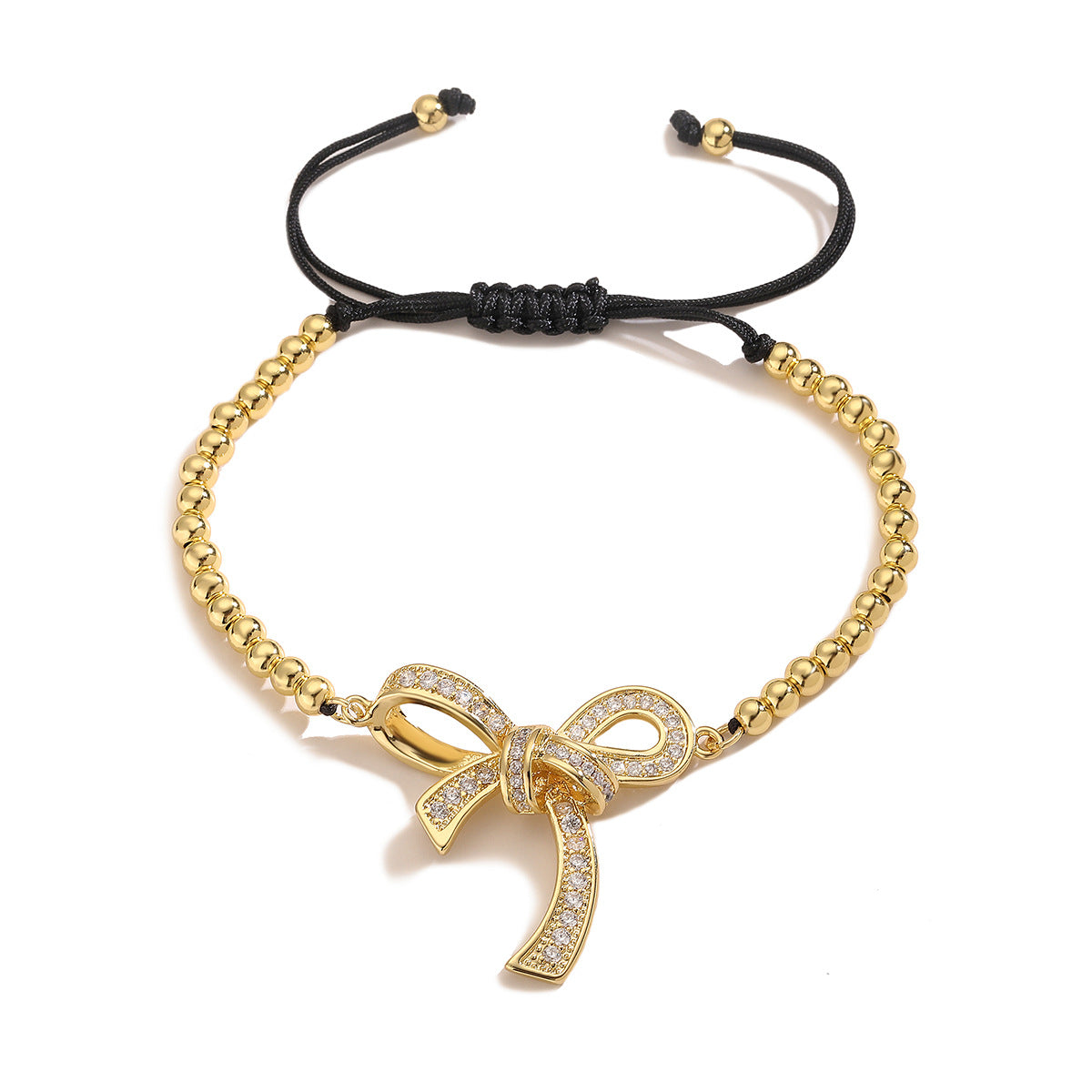 Minimalist Bowknot Shaped Copper Bracelet with Micro-Paved Zirconia for Women