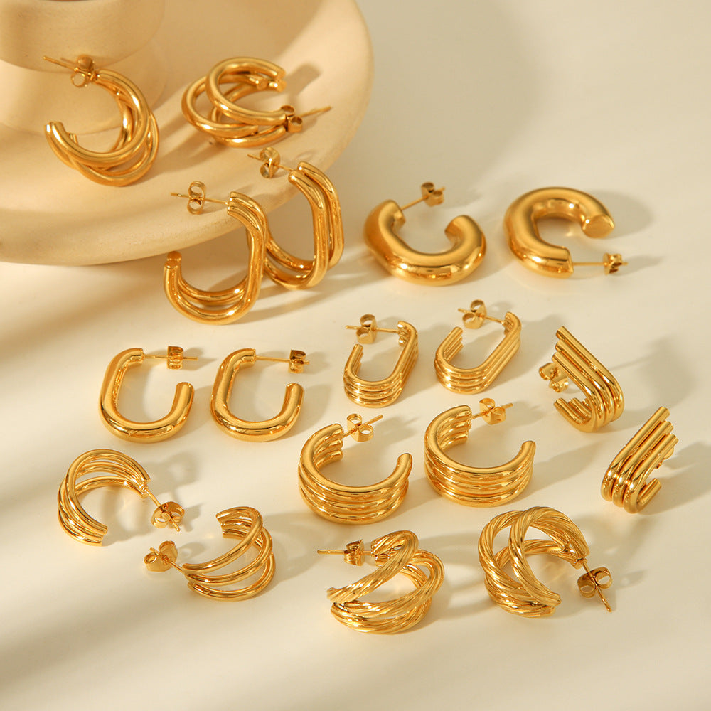 Geometric Stainless Steel Hypoallergenic Coil Earrings for Women with Plated Finish