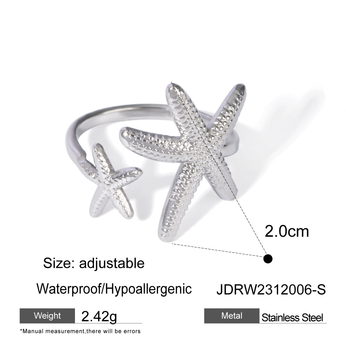 Minimalist Geometric Star Stainless Steel Plated Ring for Women