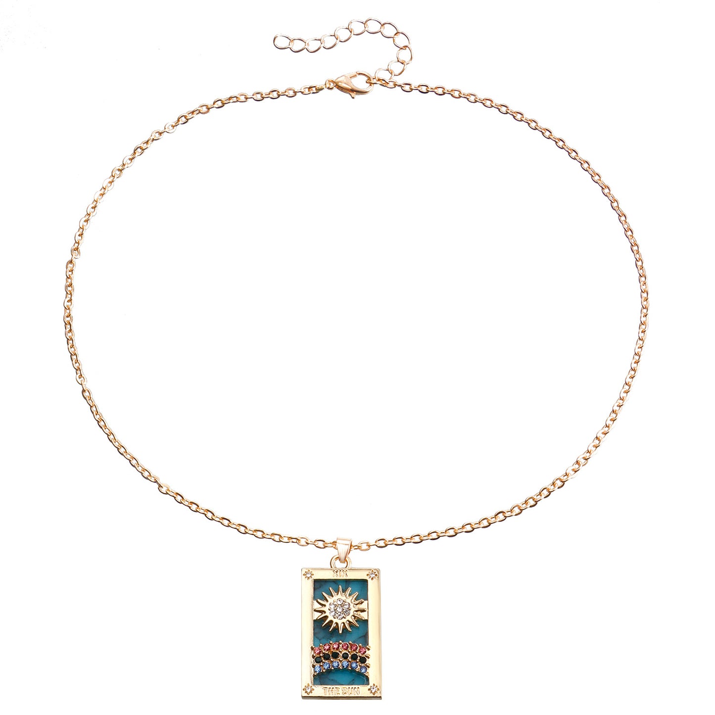 Minimalist Rectangular Tarot Pendant Necklace in Alloy with Plated Finish for Women