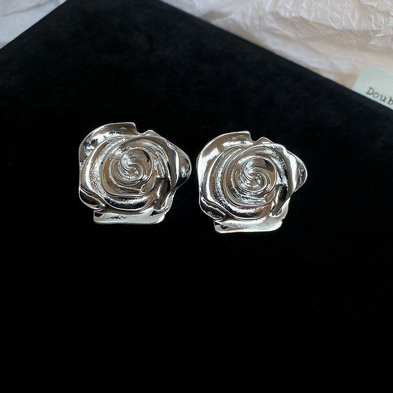 Orecchini a Nappa Geometrici Minimalisti in Metallo Placcato con Perni in Argento Sterling