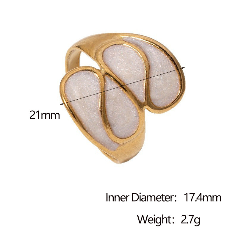 Anello geometrico minimalista placcato in acciaio inossidabile da donna con fascia aperta regolabile e finitura color oro 18K