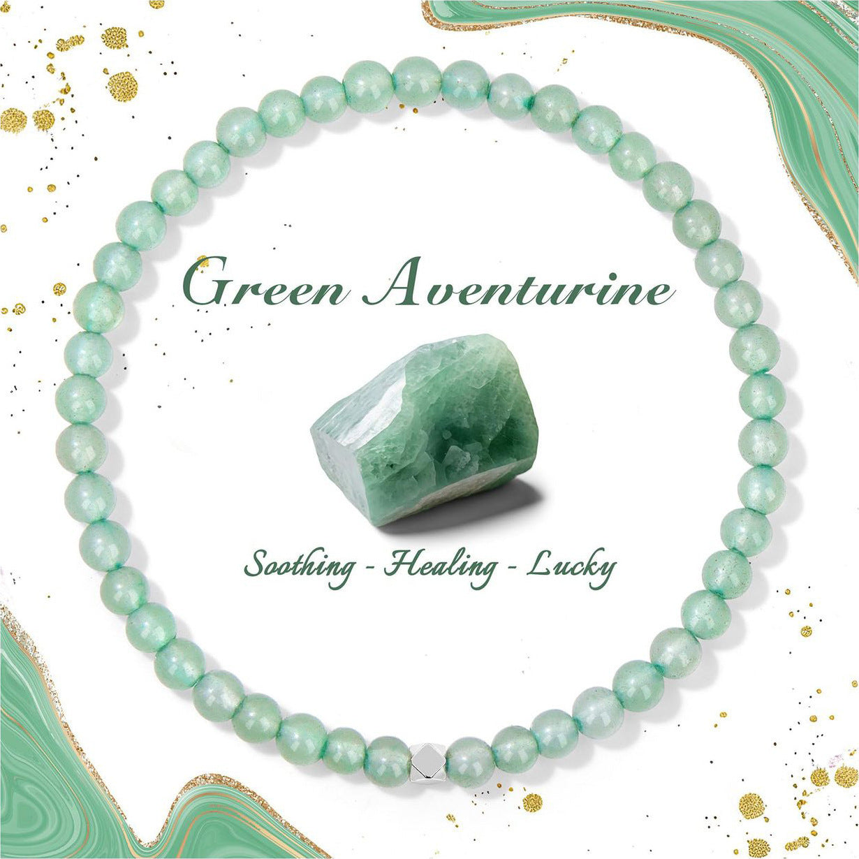 Minimalist Natural Crystal Agate Square Bead Stretch Bracelet for Women